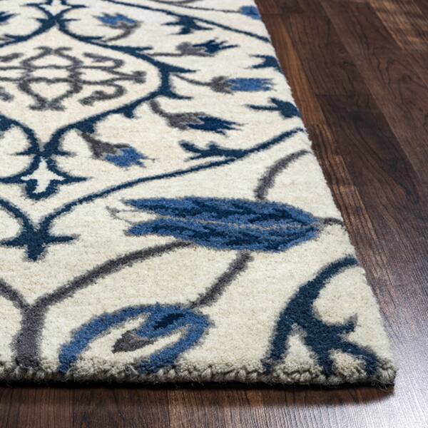 Alora Decor Liberty Cream and Blue Hand-tufted Wool Rug