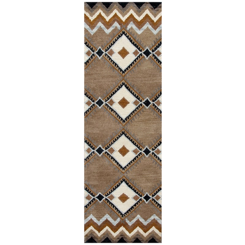 Alora Decor Pueblo Multi-colored Diamond Hand-tufted Wool Rug