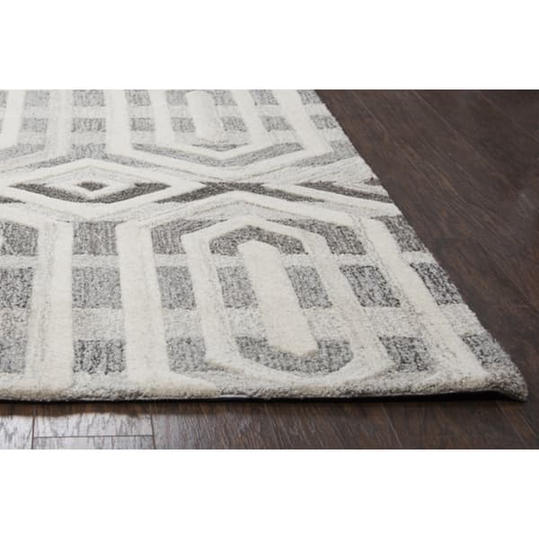 Alora Decor Makalu Grey and Natural Hand-tufted Geometric Wool Rug