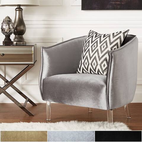 Vianne Velvet Curved Back Acrylic Leg Accent Chair by iNSPIRE Q Bold