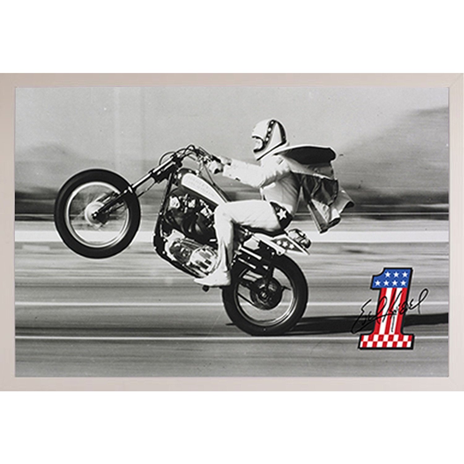 White Framed Evel Knievel Wheelie Poster - Overstock - 14690488
