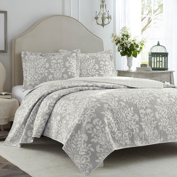 Shop Laura Ashley Rowland Gray Quilt Set - On Sale ...