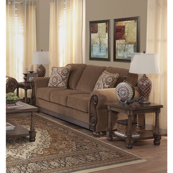 Shop Emiko Traditional Brown Sofa with 2 Pillows 