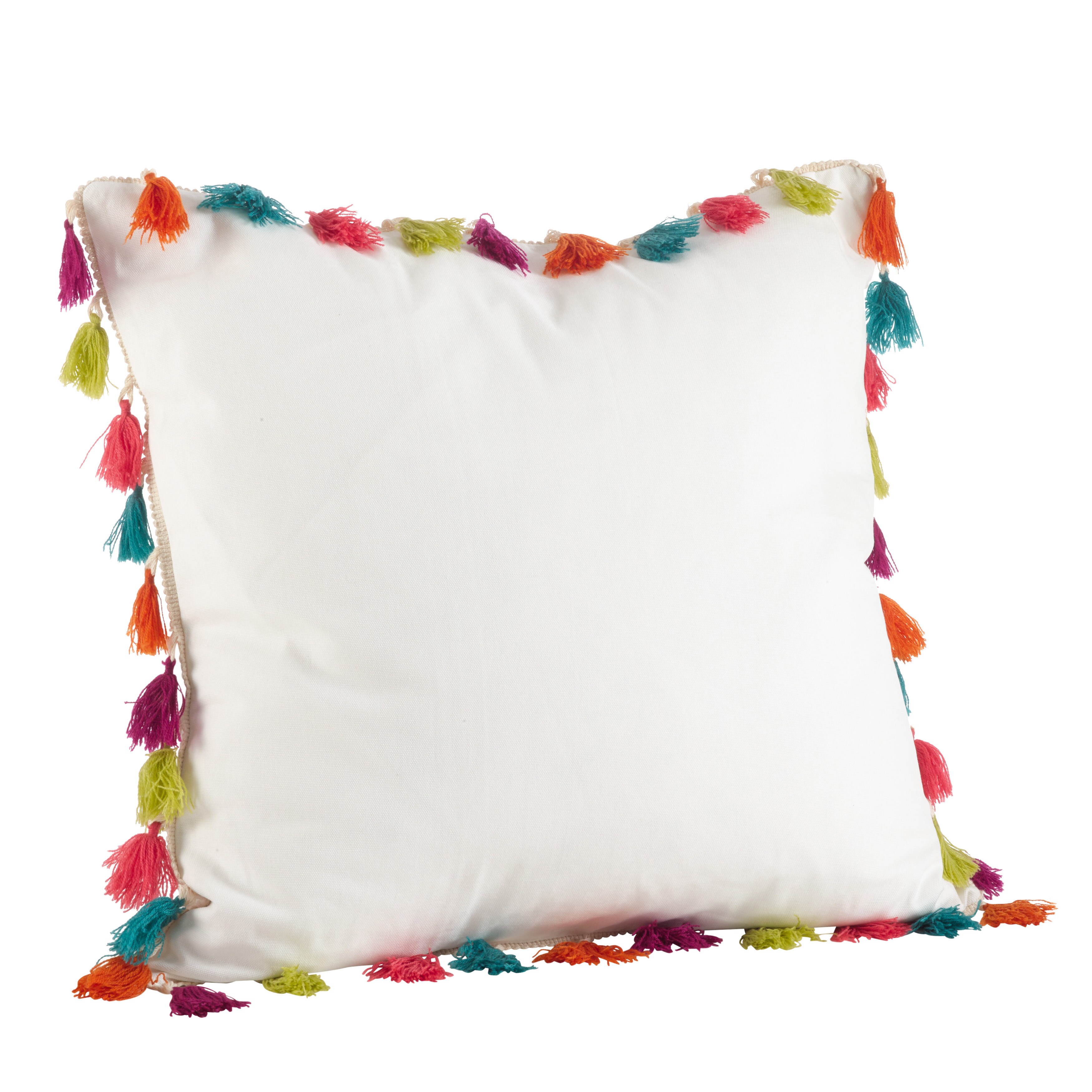 Shop Colorful Tassel Trim Cotton Down Filled Throw Pillow Free