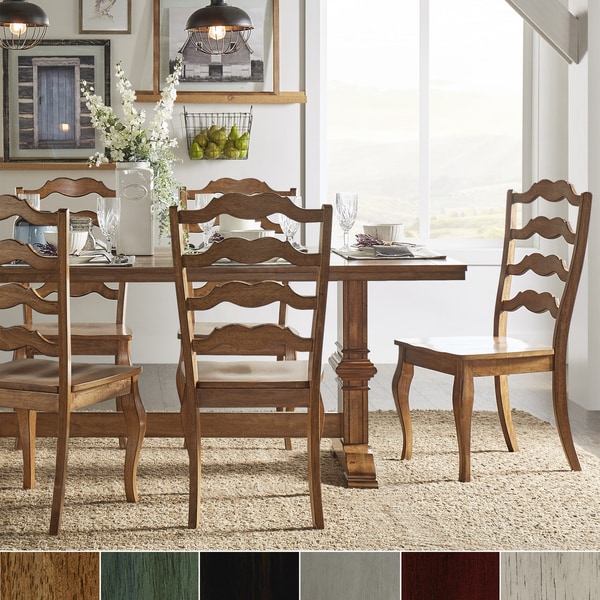 Eleanor Oak Farmhouse Trestle Base 5 Piece Dining Set French Eleanor Oak Farmhouse Trestle Base 5 Piece Dining Set French Ladder Back By Inspire