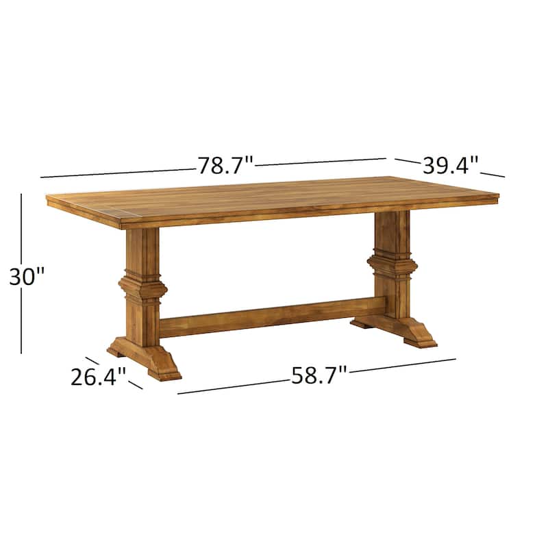 Eleanor Oak Farmhouse Trestle Base 5-Piece Dining Set - Panel Back by iNSPIRE Q Classic