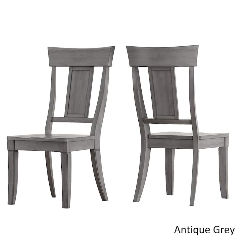 Eleanor Oak Farmhouse Trestle Base 5-Piece Dining Set - Panel Back by iNSPIRE Q Classic - Oak Table - Antique Grey Chairs