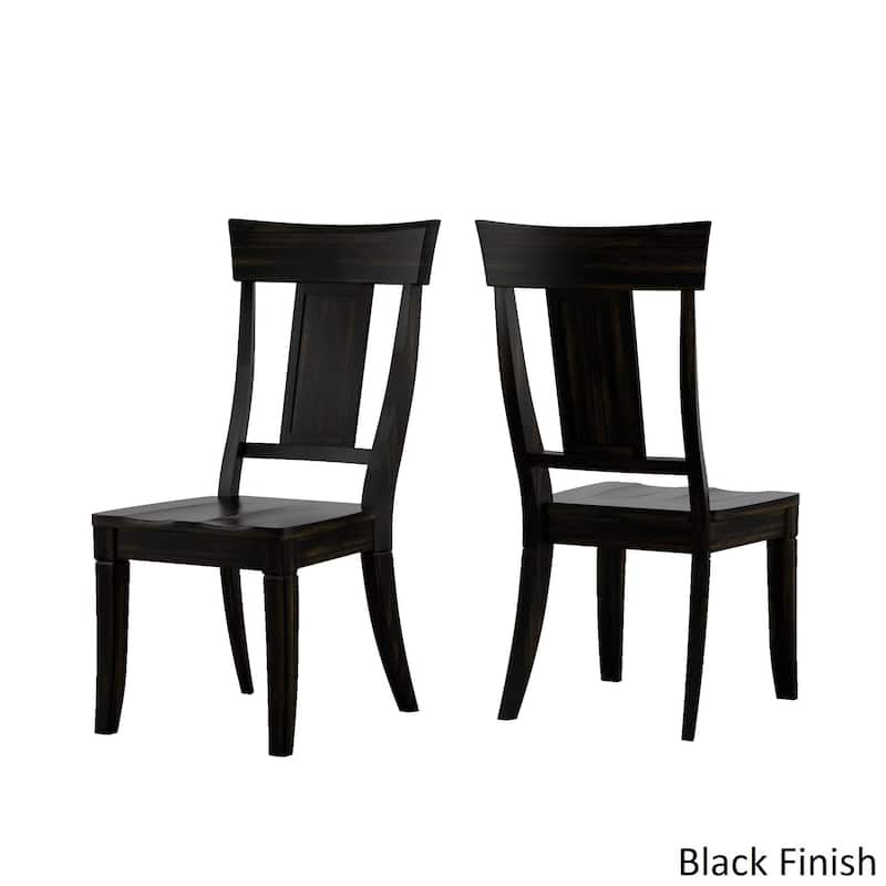 Eleanor Oak Farmhouse Trestle Base 5-Piece Dining Set - Panel Back by iNSPIRE Q Classic - Oak Table - Antique Black Chairs