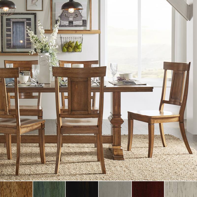 Eleanor Oak Farmhouse Trestle Base 5-Piece Dining Set - Panel Back by iNSPIRE Q Classic