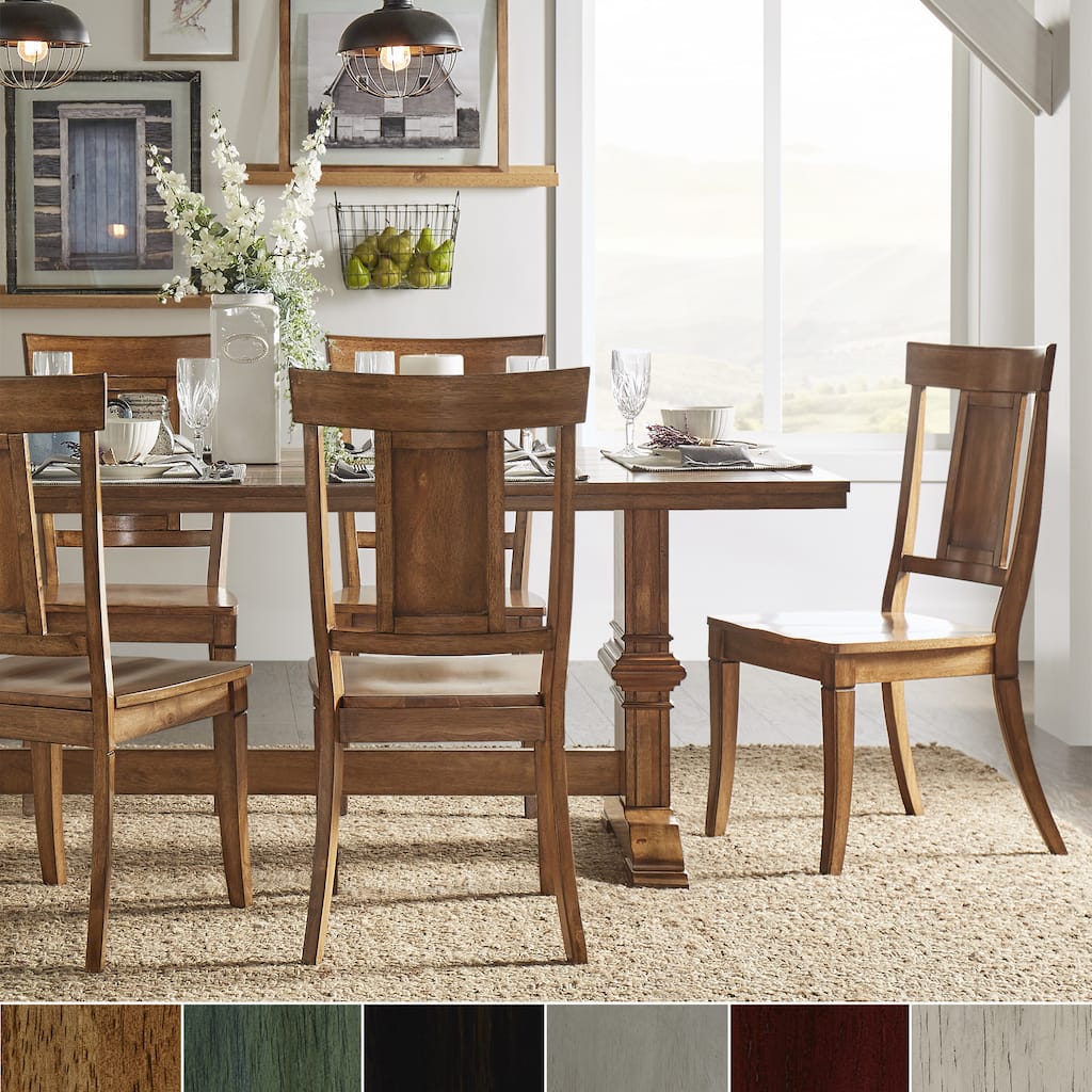 Eleanor Oak Farmhouse Trestle Base 5-Piece Dining Set - Panel Back by iNSPIRE Q Classic