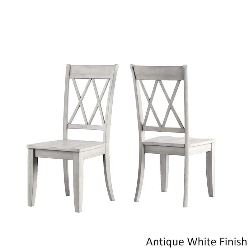 Eleanor Oak Farmhouse Trestle Base 5-Piece Dining Set - X Back by iNSPIRE Q Classic - Oak Table - Antique White Chairs