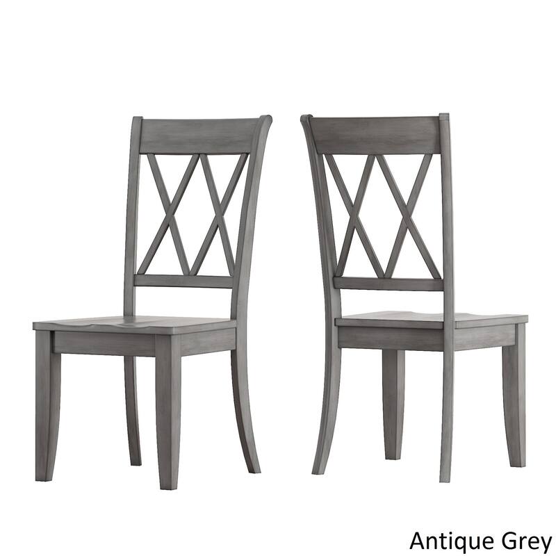 Eleanor Oak Farmhouse Trestle Base 5-Piece Dining Set - X Back by iNSPIRE Q Classic - Oak Table - Antique Grey Chairs