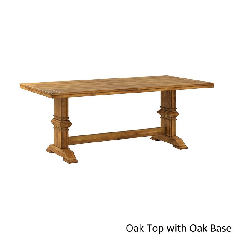 Eleanor Oak Farmhouse Trestle Base 5-Piece Dining Set - Slat Back by iNSPIRE Q Classic