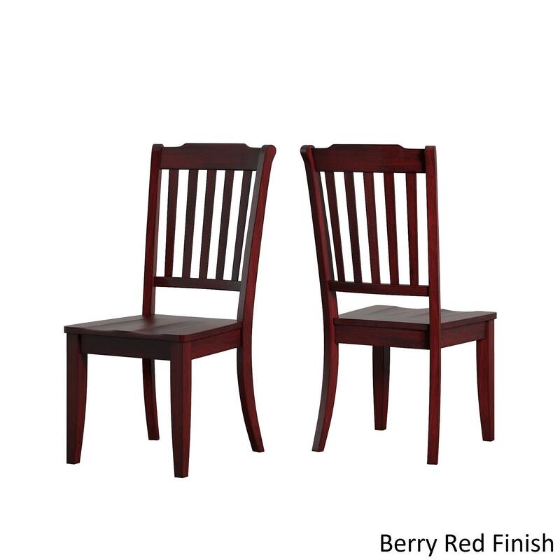 Eleanor Oak Farmhouse Trestle Base 5-Piece Dining Set - Slat Back by iNSPIRE Q Classic - Berry Red Chairs