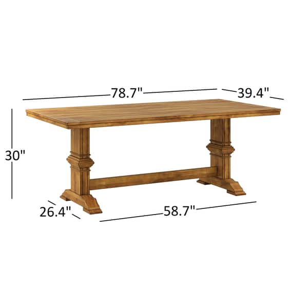 dimension image slide 1 of 2, Eleanor Oak Farmhouse Trestle Base 5-Piece Dining Set - Slat Back by iNSPIRE Q Classic