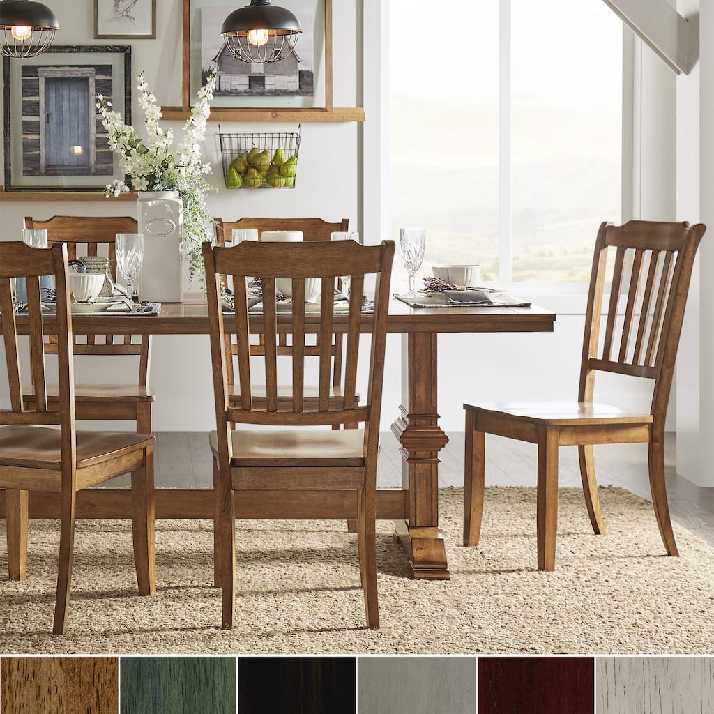 Eleanor Oak Farmhouse Trestle Base 5-Piece Dining Set - Slat Back by iNSPIRE Q Classic