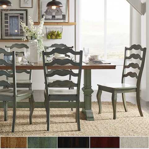 Eleanor Sage Green Farmhouse Trestle Base French Ladder 5-piece Dining Set by iNSPIRE Q Classic