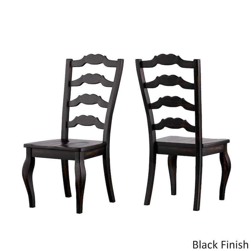 Eleanor Black Farmhouse Trestle Base French Ladder Back 5-piece Dining Set by iNSPIRE Q Classic - Antique Black Table - Antique Black Chairs