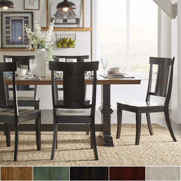 Eleanor Black Farmhouse Trestle Base Panel Back 5 Piece Dining Set By Inspire Q Classic Free