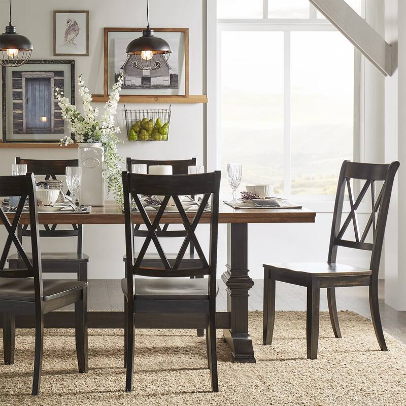 Eleanor Black Farmhouse Trestle Base X Back 5-piece Dining Set by iNSPIRE Q Classic