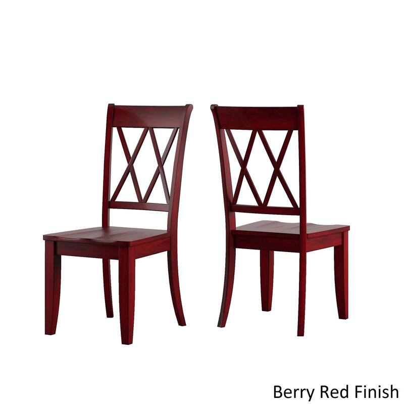 Eleanor Black Farmhouse Trestle Base X Back 5-piece Dining Set by iNSPIRE Q Classic - Antique Black Table - Berry Red Chairs