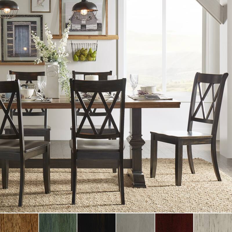 Eleanor Black Farmhouse Trestle Base X Back 5-piece Dining Set by iNSPIRE Q Classic