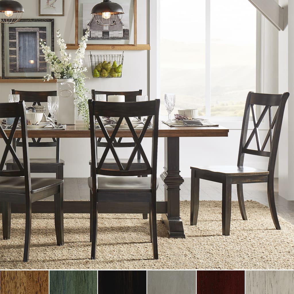 Eleanor Black Farmhouse Trestle Base X Back 5-piece Dining Set by iNSPIRE Q Classic