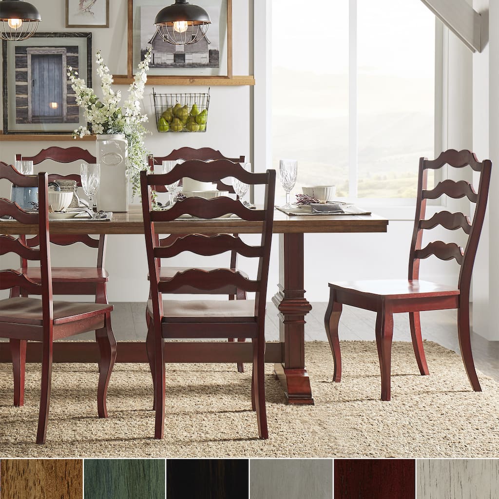 Eleanor Berry Red Farmhouse Trestle Base French Ladder Back 5-piece Dining Set by iNSPIRE Q Classic