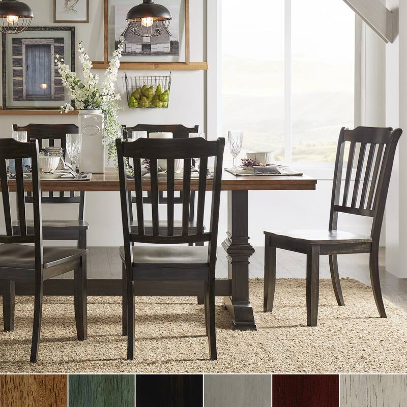 Eleanor Black Farmhouse Trestle Base Slat Back 5-piece Dining Set by iNSPIRE Q Classic