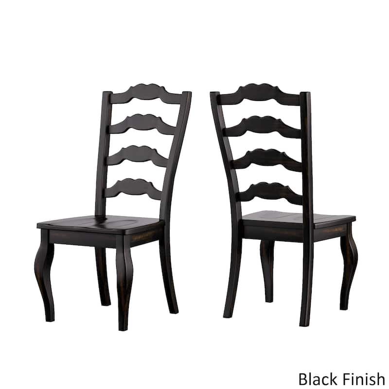 Eleanor Antique White Farmhouse Trestle Base French Ladder 5-piece Dining Set by iNSPIRE Q Classic - Antique White Table - Antique Black Chairs
