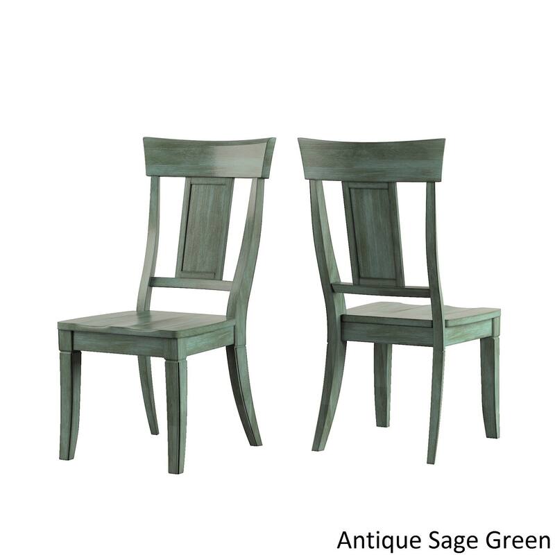 Eleanor Antique White Farmhouse Trestle Base 5-Piece Dining Set - Panel Back by iNSPIRE Q Classic - Antique White Table - Antique Sage Green Chairs