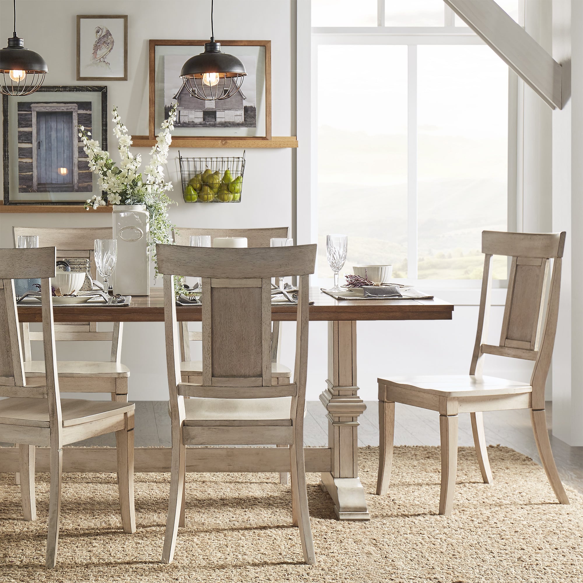 7 piece round dining set farmhouse