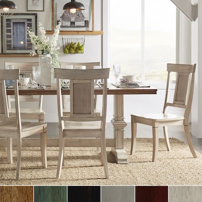 Eleanor Antique White Farmhouse Trestle Base 5-Piece Dining Set - Panel Back by iNSPIRE Q Classic