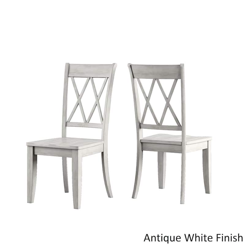 Eleanor Antique White Farmhouse Trestle Base 5-Piece Dining Set - X Back by iNSPIRE Q Classic - Antique White Table - Antique White Chairs