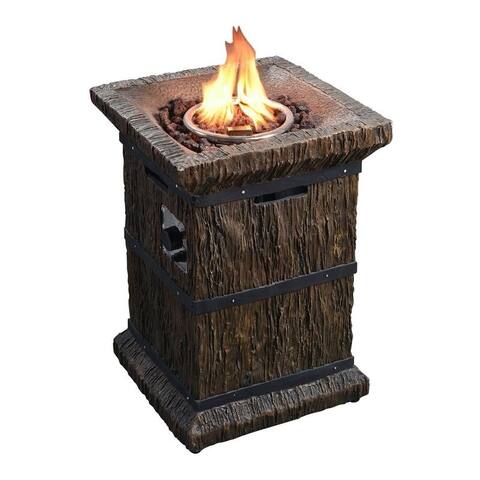 Fire Pits Chimineas Online At Our Best Outdoor Teamson Peaktop Wood Grain Outdoor Square Column Propane Gas Fire Pit