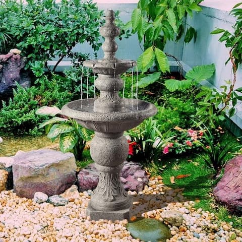 Teamson Home - Outdoor Icy Stone 2-Tier Waterfall Fountain