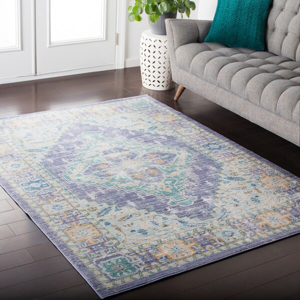 Silver Orchid Barrows Vintage-finish Floral Medallion Runner Rug