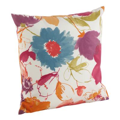 Watercolor Floral Art Pattern Indoor/Outdoor Poly Filled Throw Pillow