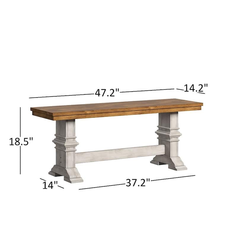 Eleanor Antique White Farmhouse Trestle Base 6-Piece Dining Set - Slat Back by iNSPIRE Q Classic