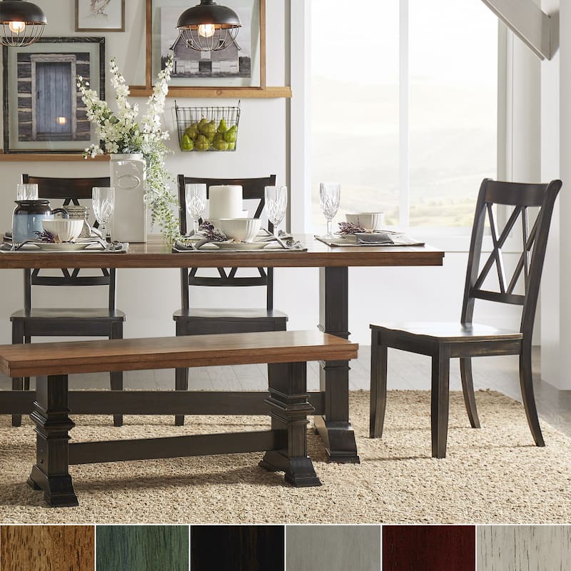 Eleanor Black Farmhouse Trestle Base 6-Piece Dining Set - X Back by iNSPIRE Q Classic