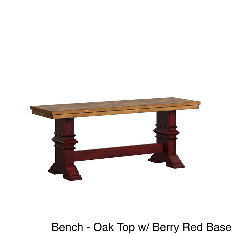 Eleanor Berry Red Farmhouse Trestle Base Panel Back 6-piece Dining Set by iNSPIRE Q Classic