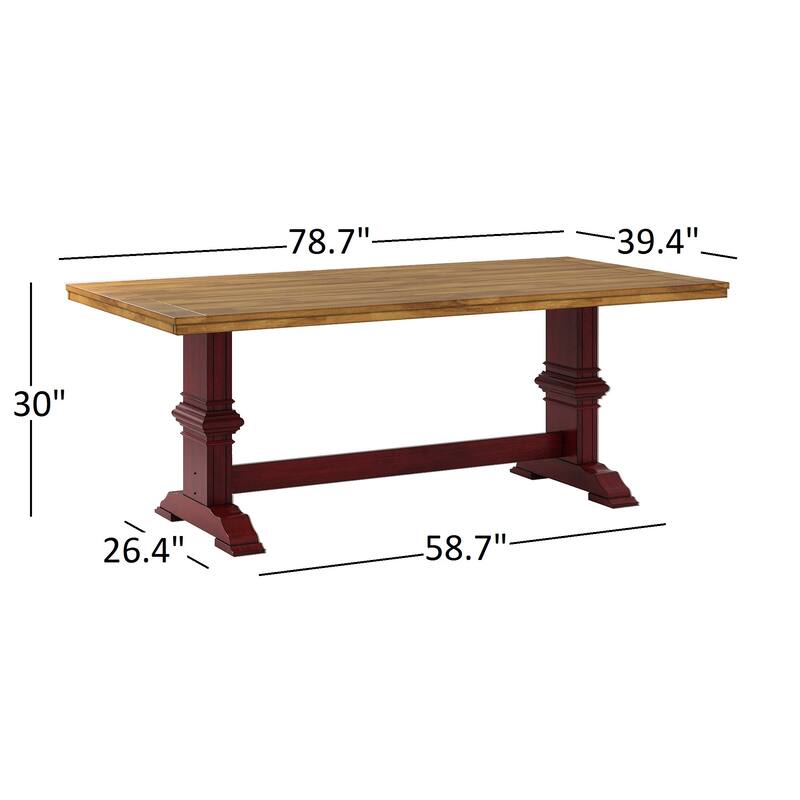 Eleanor Berry Red Farmhouse Trestle Base Panel Back 6-piece Dining Set by iNSPIRE Q Classic