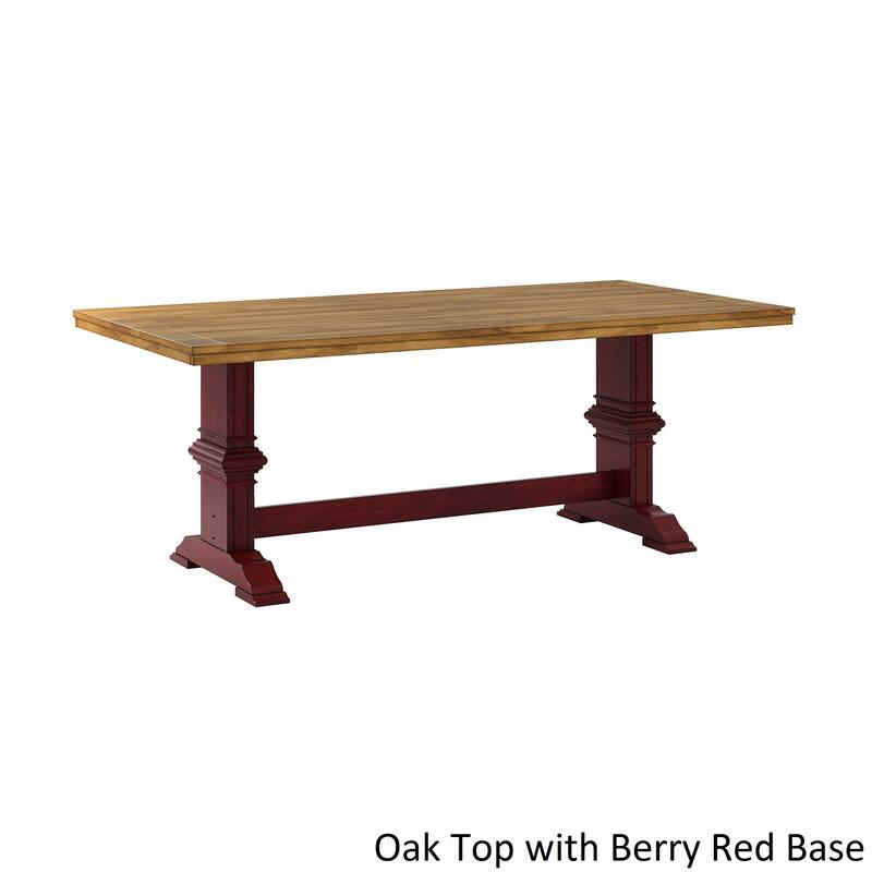 Eleanor Berry Red Farmhouse Trestle Base Panel Back 6-piece Dining Set by iNSPIRE Q Classic
