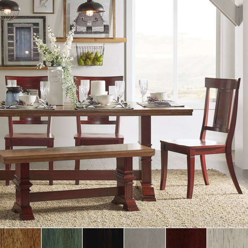 Eleanor Berry Red Farmhouse Trestle Base Panel Back 6-piece Dining Set by iNSPIRE Q Classic