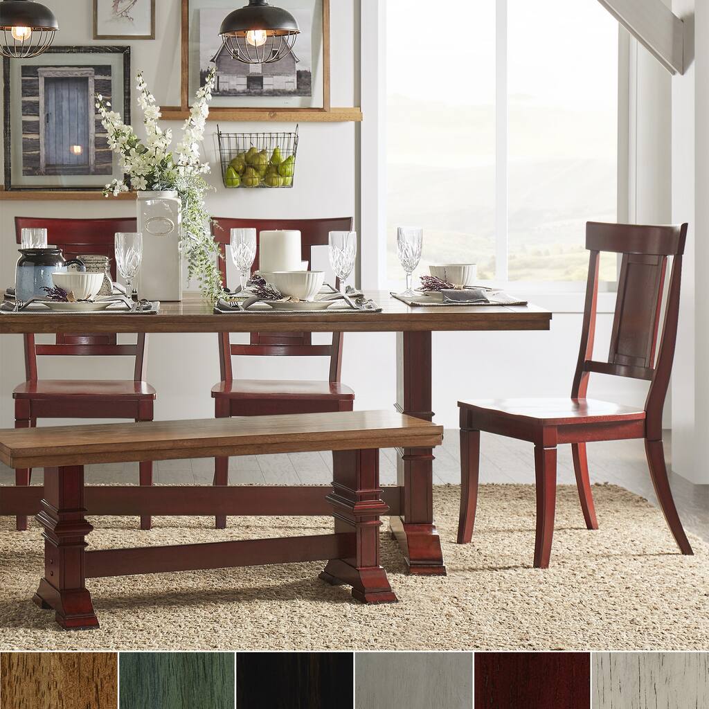 Eleanor Berry Red Farmhouse Trestle Base Panel Back 6-piece Dining Set by iNSPIRE Q Classic