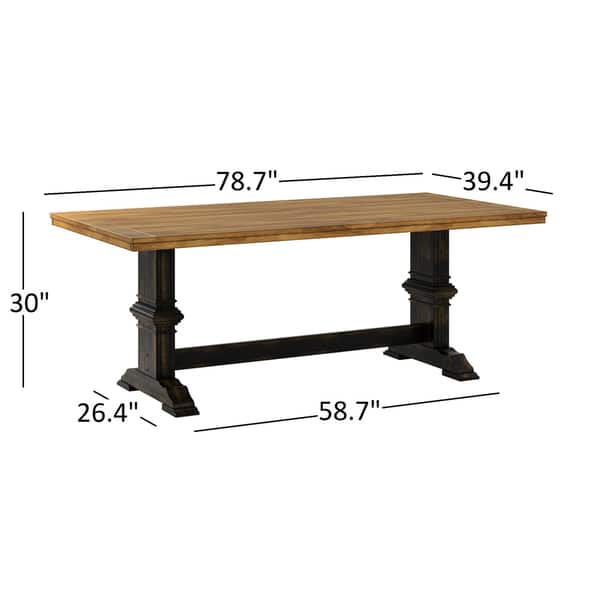 dimension image slide 1 of 3, Eleanor Black Farmhouse Trestle Base Slat Back 6-piece Dining Set by iNSPIRE Q Classic