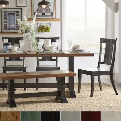Eleanor Black Farmhouse Trestle Base Panel Back 6-piece Dining Set by iNSPIRE Q Classic