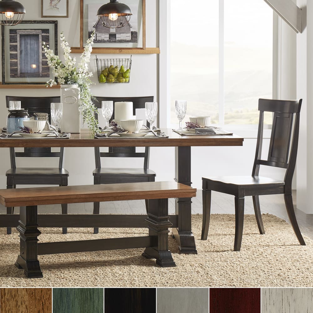 Eleanor Black Farmhouse Trestle Base Panel Back 6-piece Dining Set by iNSPIRE Q Classic