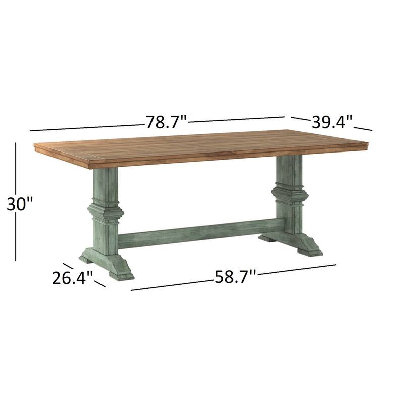Eleanor Sage Green Farmhouse Trestle Base Slat Back 6-piece Dining Set by iNSPIRE Q Classic