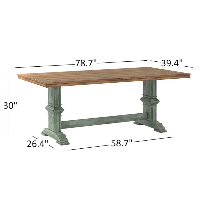 Eleanor Sage Green Farmhouse Trestle Base Panel Back 6-piece Dining Set by iNSPIRE Q Classic